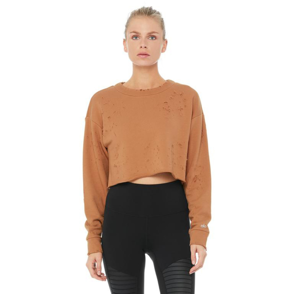 Alo Yoga Fierce/Distressed Pullover - XS Henna